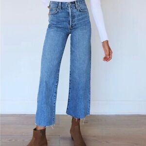 Denim Forum Aritzia The Farrah High Rise Wide Leg Jeans Medium Wash Size 29 X 28